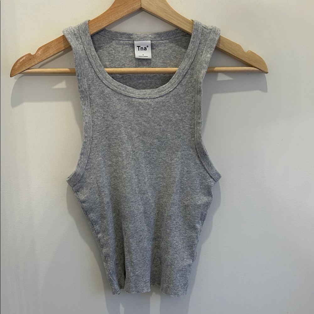 TNA Heather Gray Ribbed Tank Top